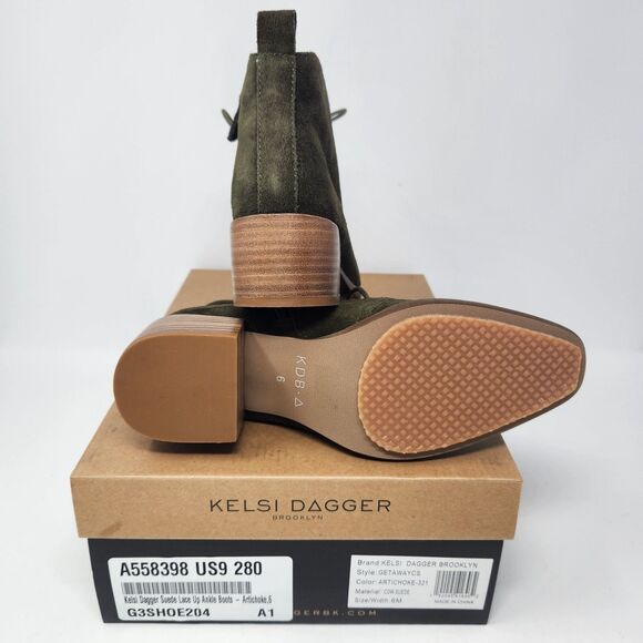 New Kelsi Dagger Getaway Boots Artichoke Suede Lace Up Western Stitches Size 6 - Picture 4 of 4